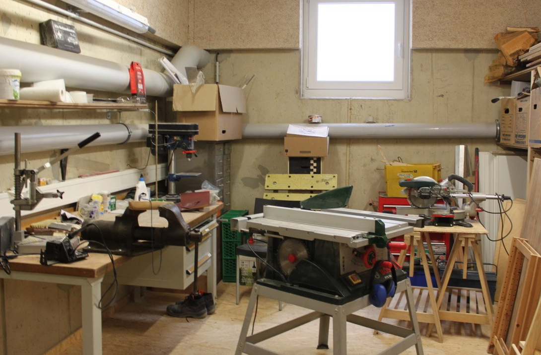 Die (noch nicht fertig eingerichtete) Werkstatt