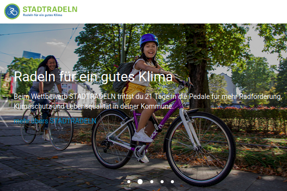 Screenshot der Stadtradeln Website