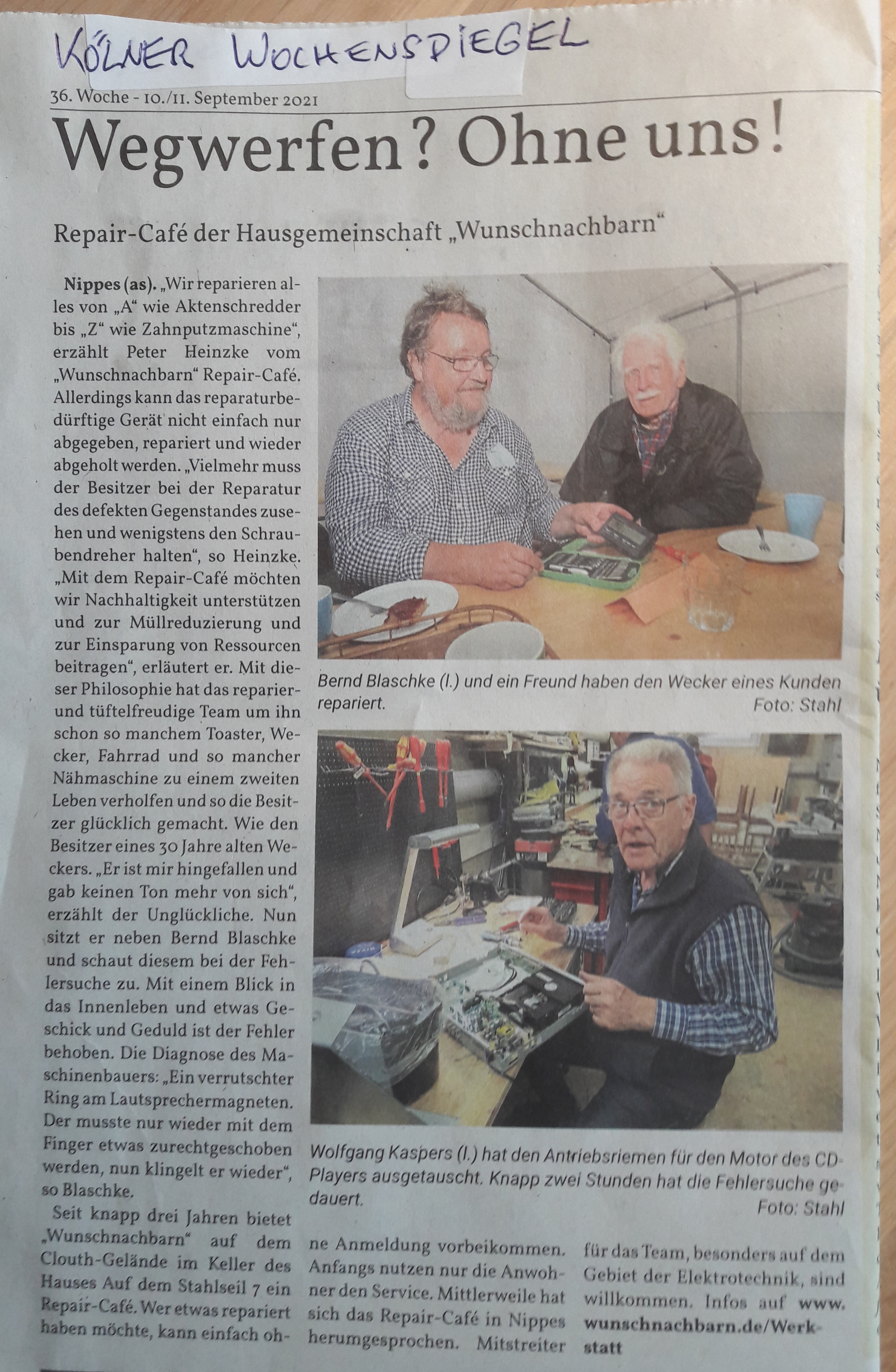 Artikel im Kölner Wochenspiegel